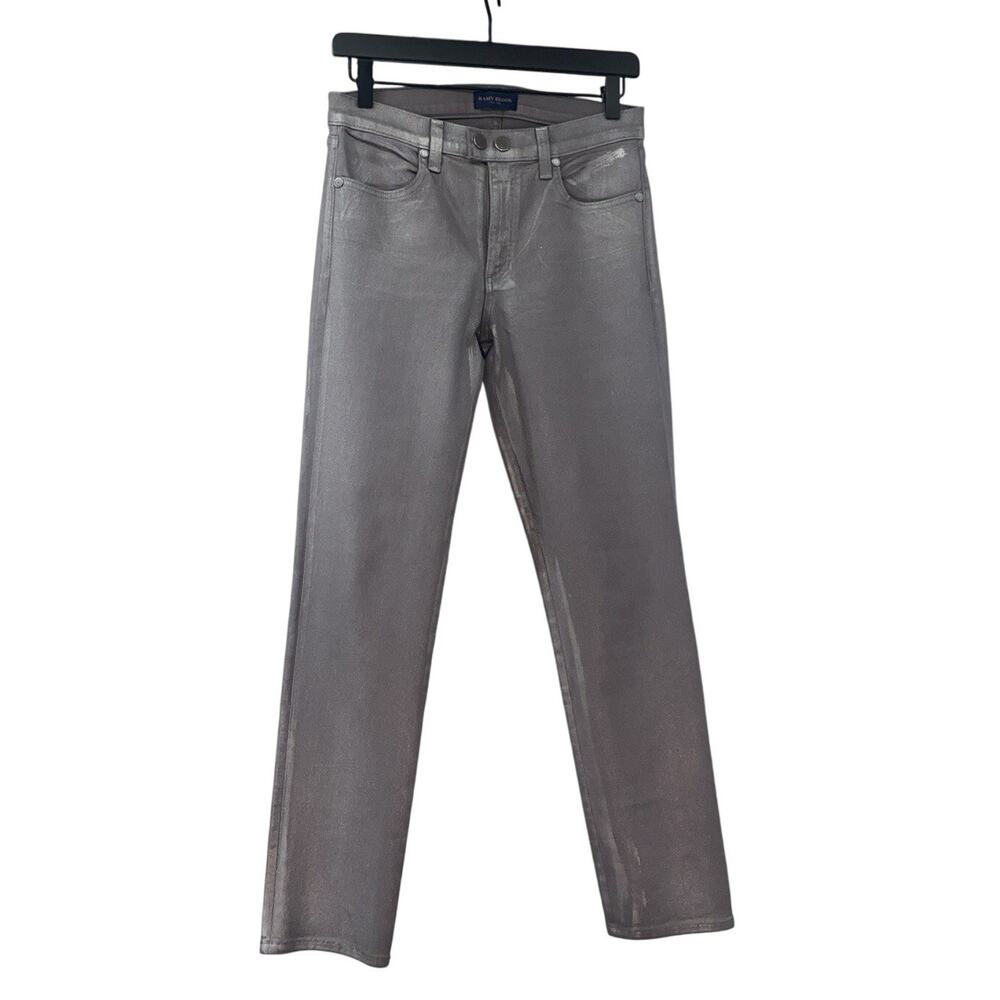 Ramy Brook Women's Silver Clifford Paint Coated Metallic Pants Sz 27
